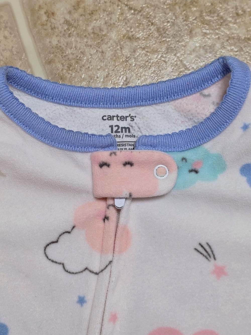 Carter’s 12M Unicorn & Cloud Fleece Footie Pajama Bundle - Picture 4 of 15